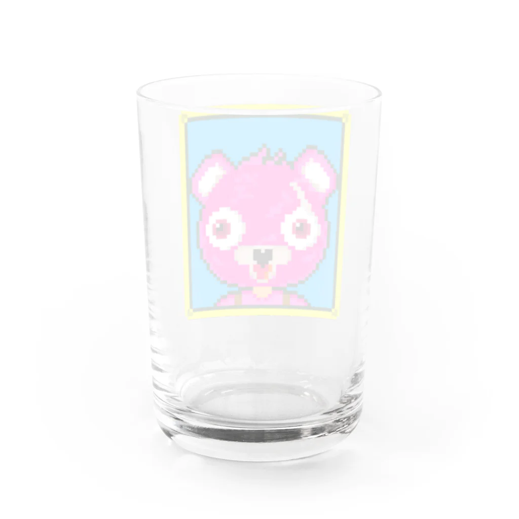 Cartoon☆style☆Fortniteのピンクのくまちゃんドット絵 Water Glass :back