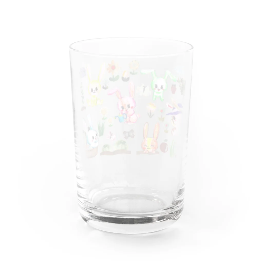 コラージュイラスト作家なおちるのうさぎの畑模様 Water Glass :back