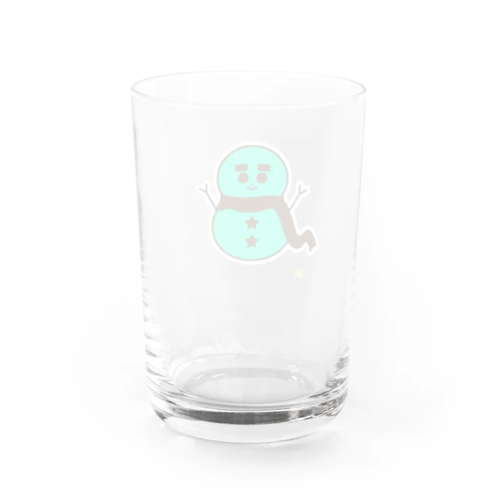 リウスムのチョコミント色の雪だるま Water Glass :back