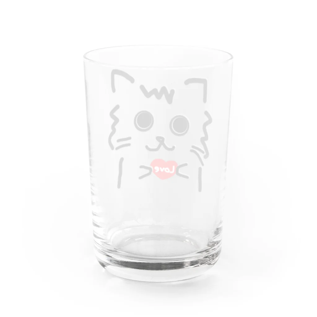 兎猫庵のハート猫 Water Glass :back