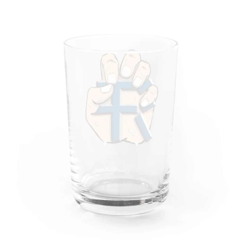 レパード君ショップの手に「汗」握る Water Glass :back