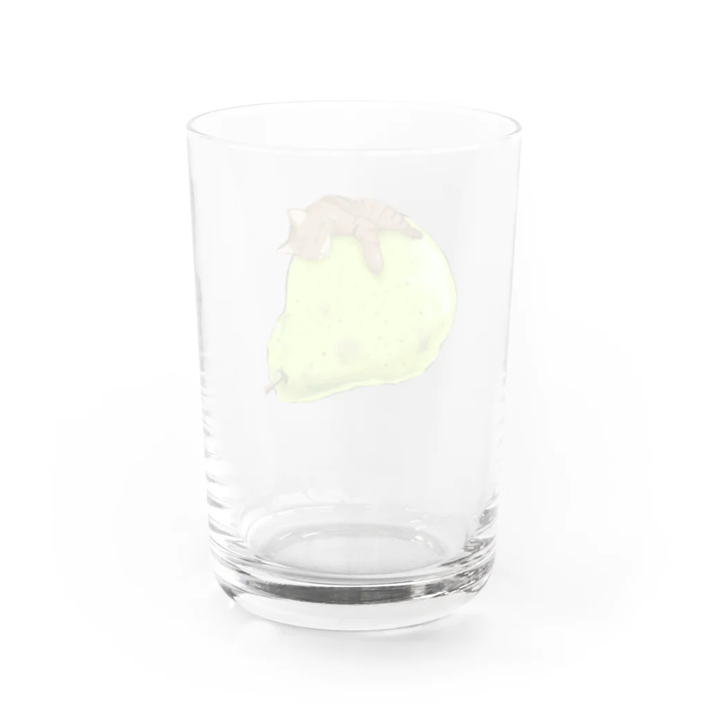 おさばの【ネコと果物】キジトラ＆洋ナシ Water Glass :back