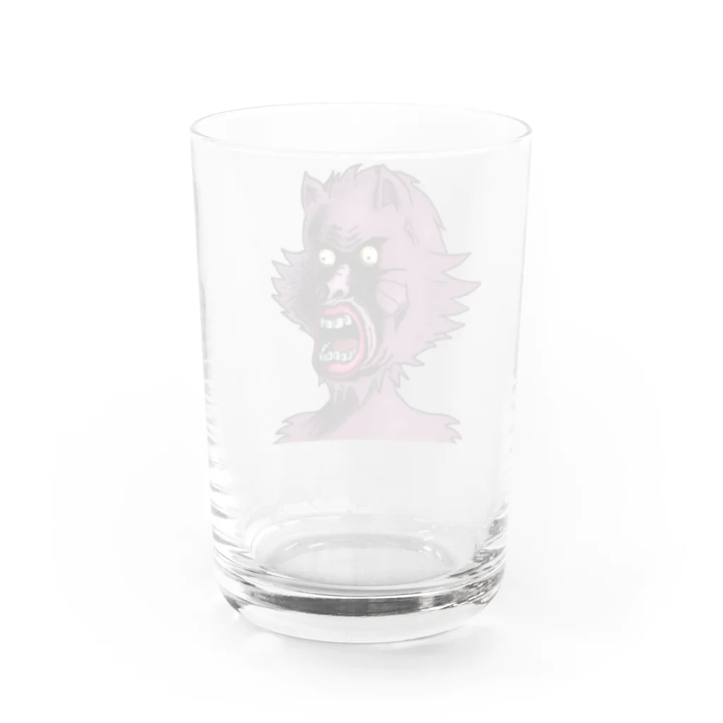 れいしょうのSUZURIのNFT風の狼 ~Wolf Face Is Scary~ Water Glass :back