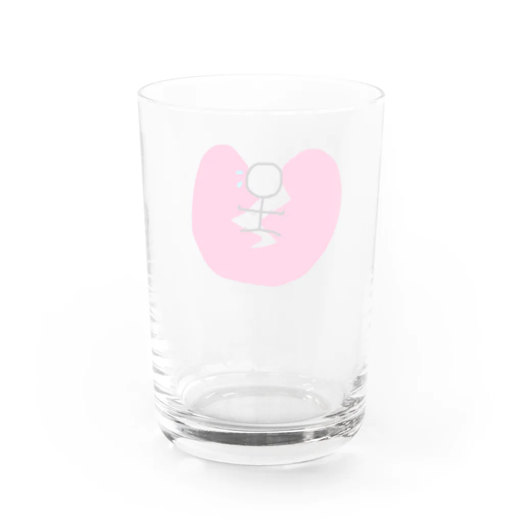 もつれ毛のどうして止めるの棒人間くん Water Glass :back