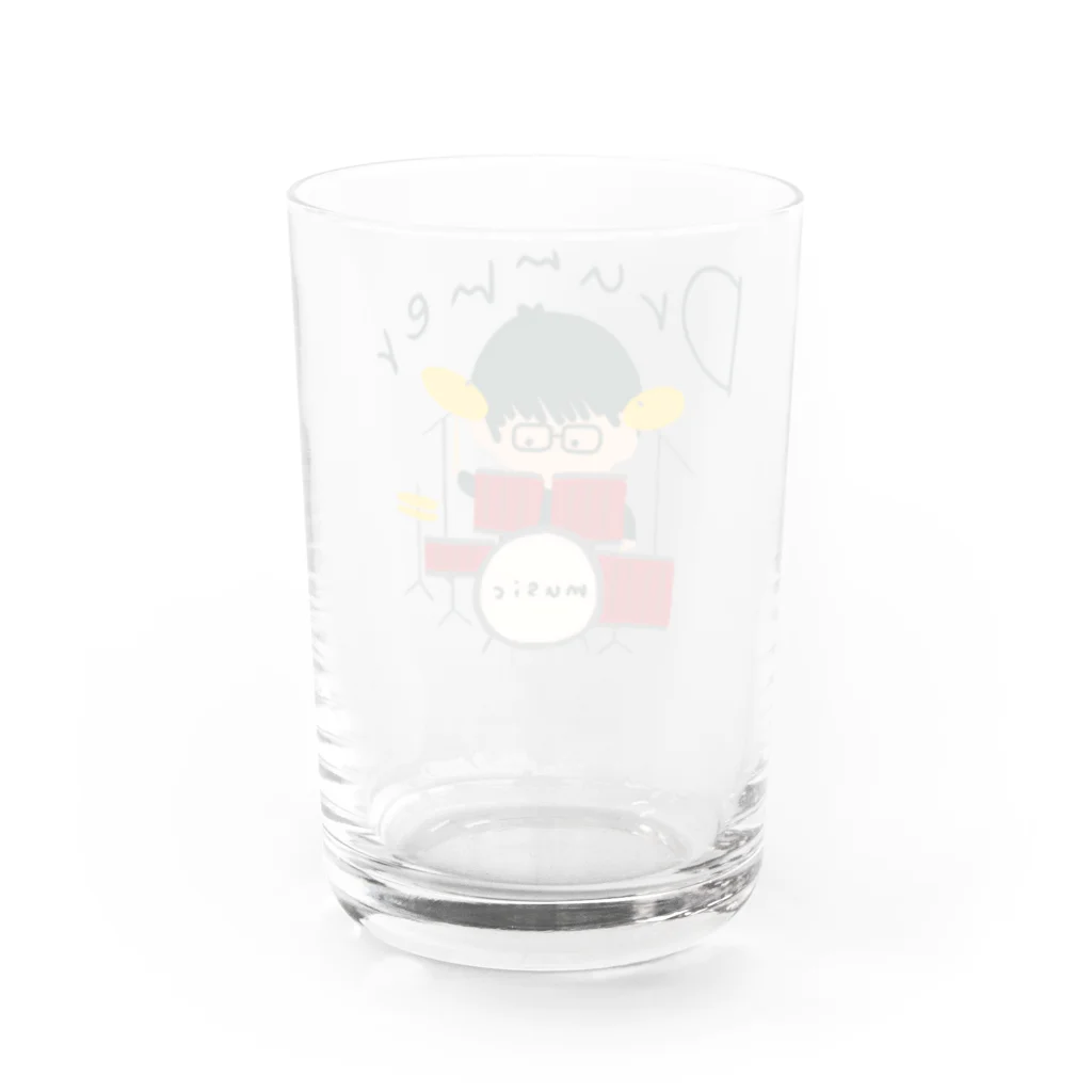 rurugirlのdrummerメガネ君 Water Glass :back