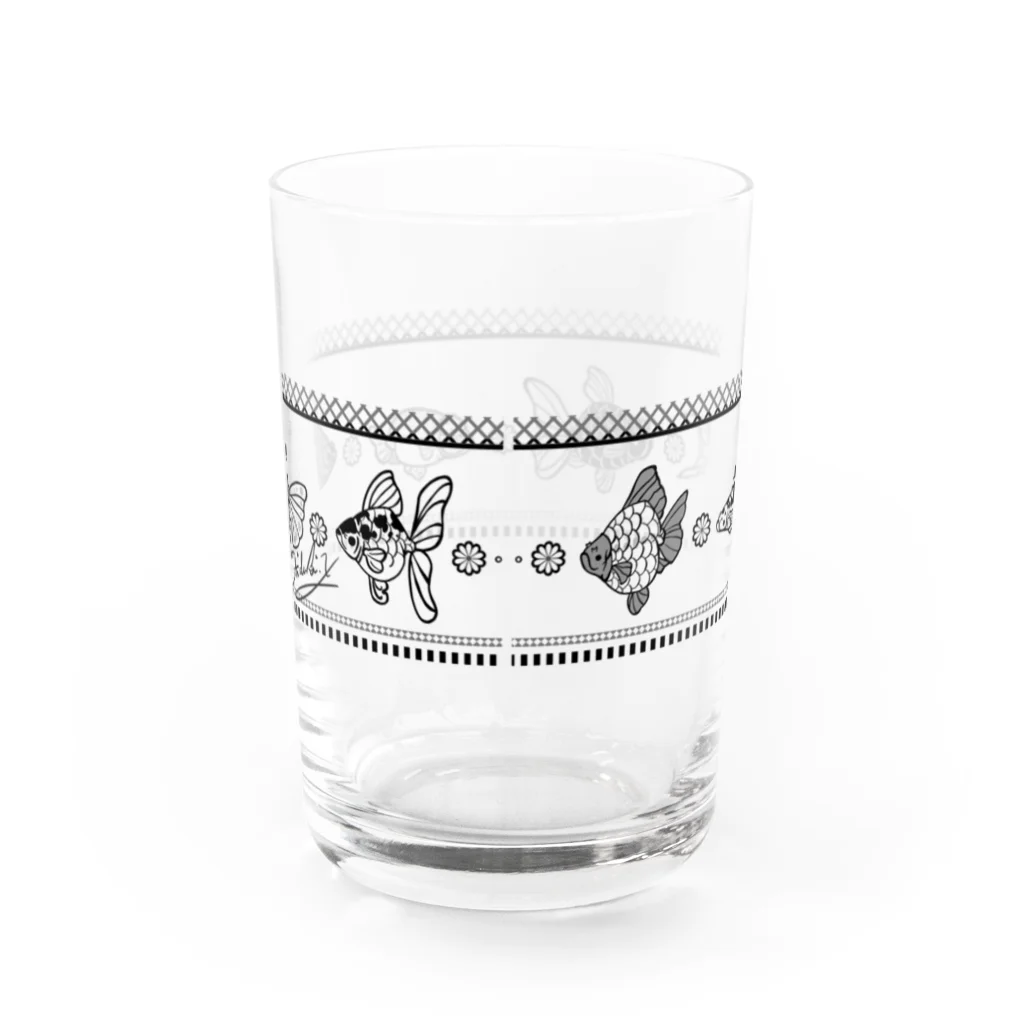 緋月のモノトーン金魚あわせ Water Glass :back