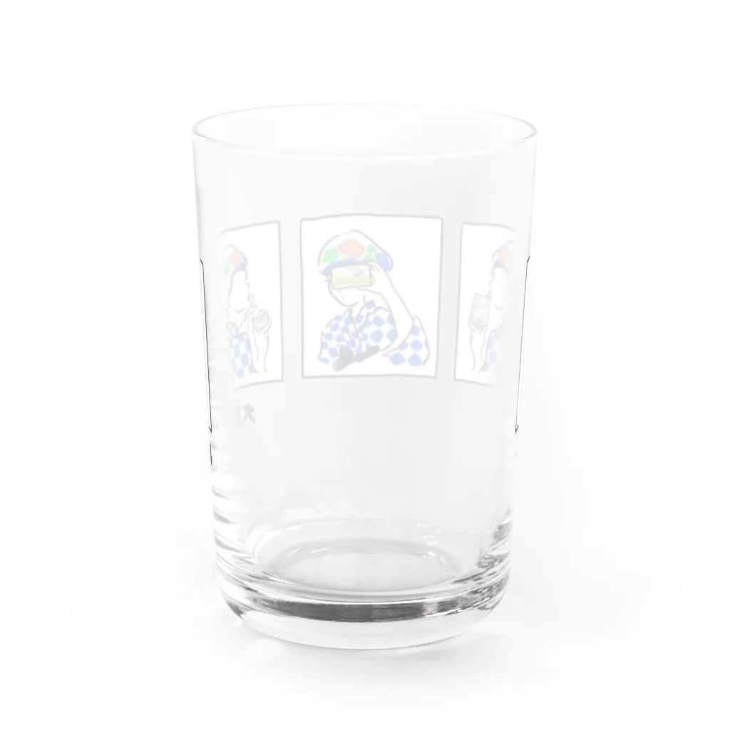 (株)大島牛乳(伊豆大島)のあんこさんと大島牛乳商品(ロゴ入り) Water Glass :back