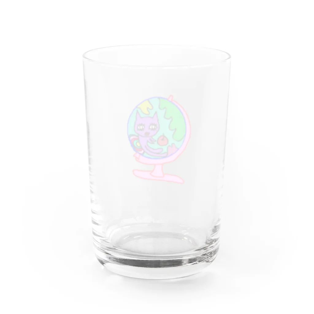 バケネココウボウの化け猫(地球儀) Water Glass :back