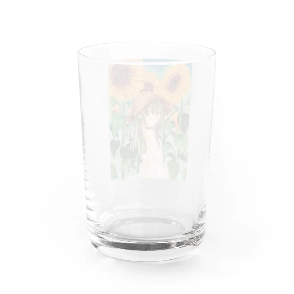 そると。の店の青空の向日葵ちゃん Water Glass :back