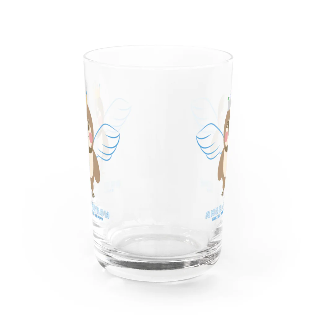 “すずめのおみせ” SUZURI店のANGELだいちゃん Water Glass :back