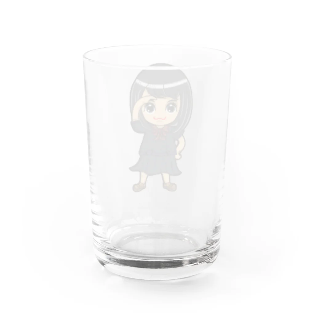 🤍一ノ瀬 彩 🐇⸒⸒ suzuri支店🤍のちびキャラ/SCHOOLTYPE:黒【一ノ瀬彩】 Water Glass :back