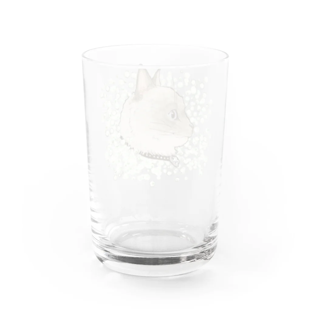 MessyChanの4月の誕生花と猫 Water Glass :back