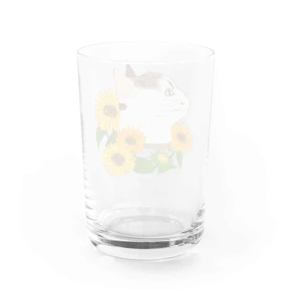 MessyChanの8月の誕生花と猫 Water Glass :back