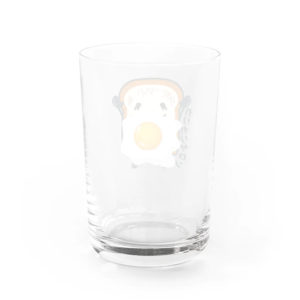 イラスト MONYAAT の食パンいつもくんと目玉焼き Water Glass :back