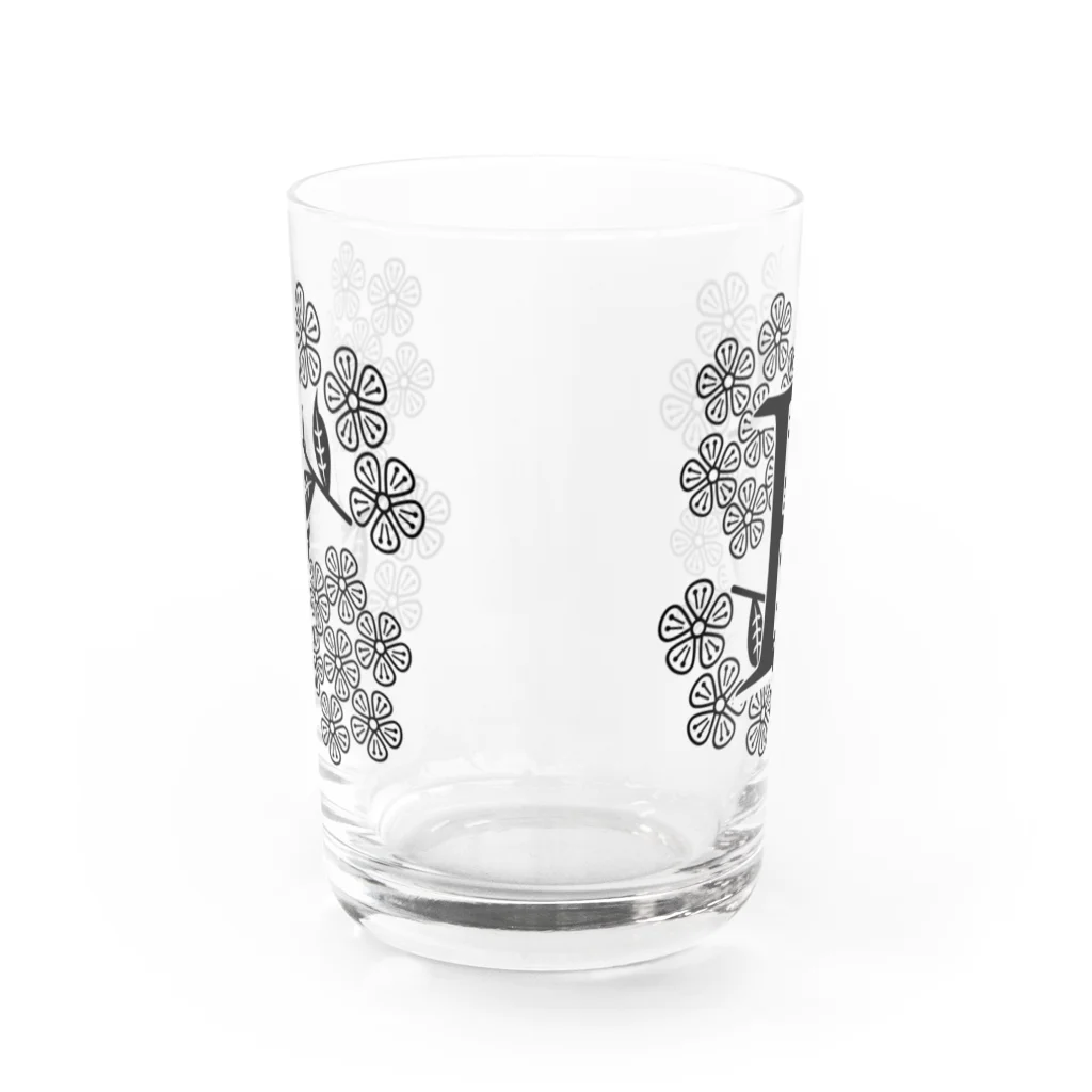 レトロネコ雑貨 華鳥風月のレトロネコ　グラス　イニシャル E Water Glass :back