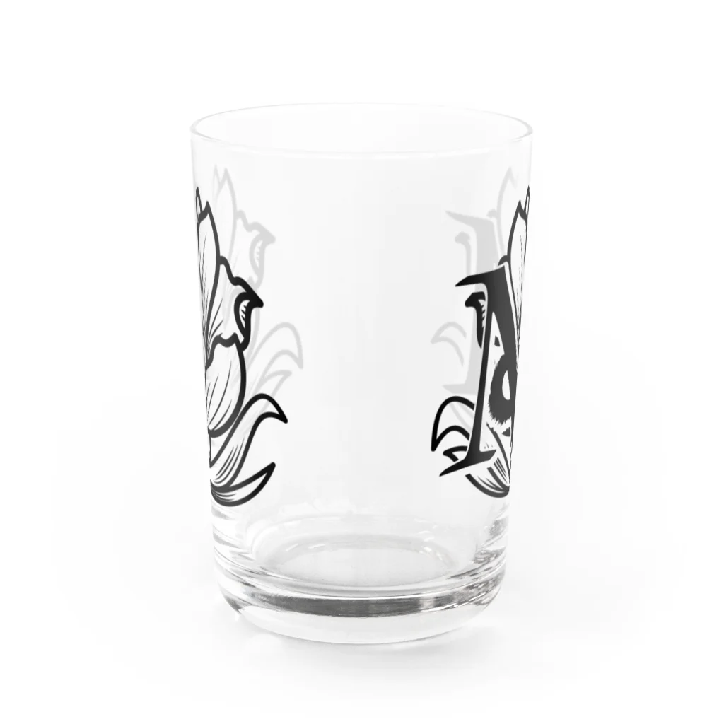 レトロネコ雑貨 華鳥風月のレトロネコ　グラス　イニシャル M Water Glass :back