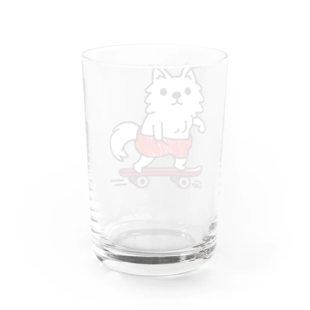 イラスト MONYAAT の赤ぱんポメラのスケボー Water Glass :back