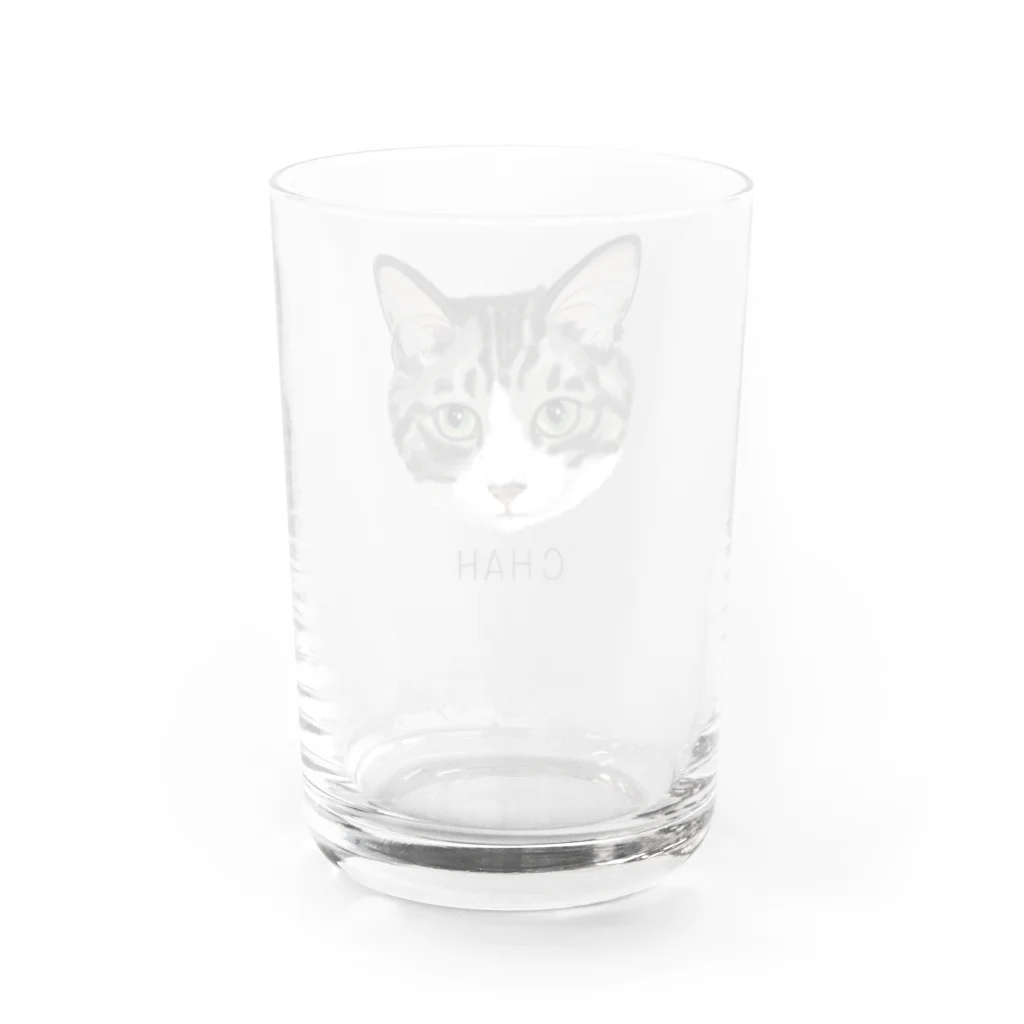 みきぞーん｜保護猫 ミッキー画伯と肉球とおともだちのchah Water Glass :back