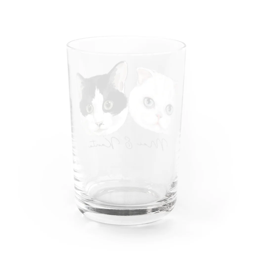 みきぞーん｜保護猫 ミッキー画伯と肉球とおともだちのMei&Kanta Water Glass :back