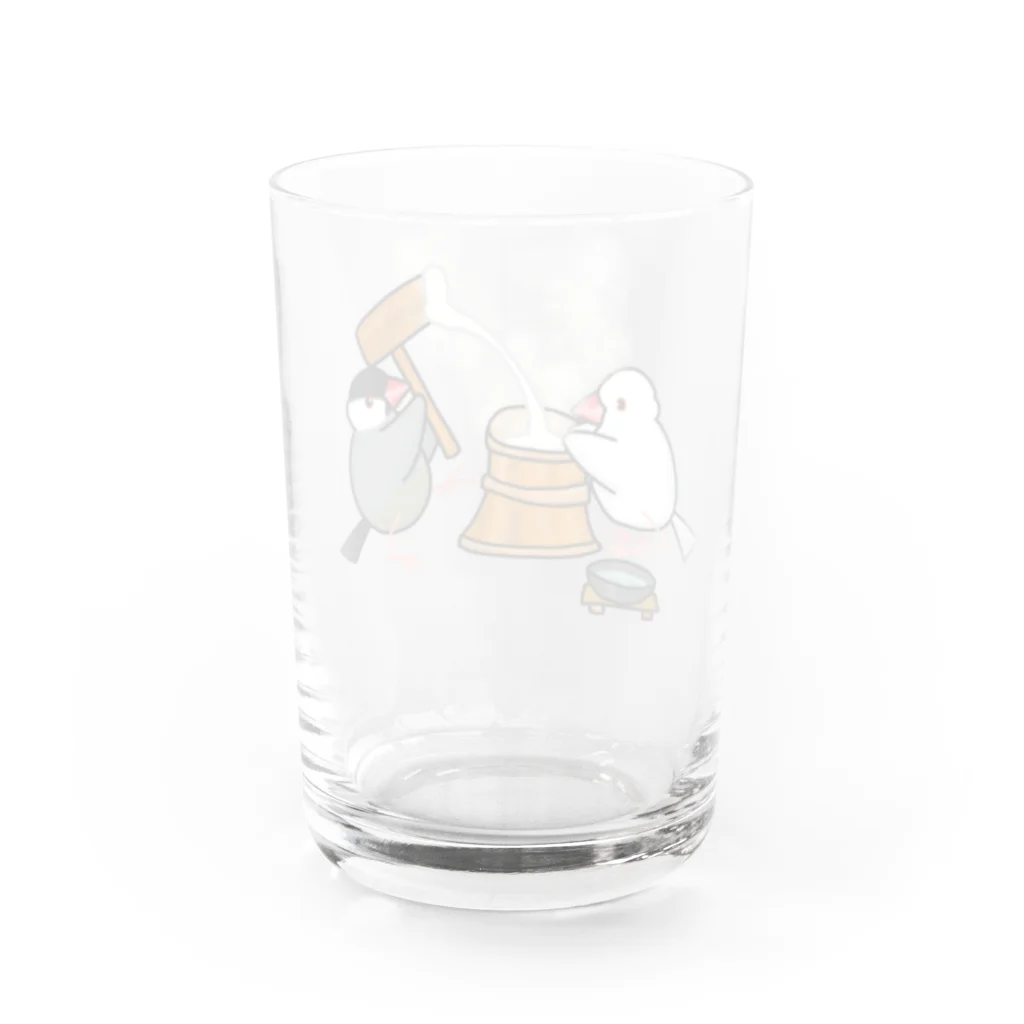 Lily bird（リリーバード）の餅つき文鳥ず Water Glass :back