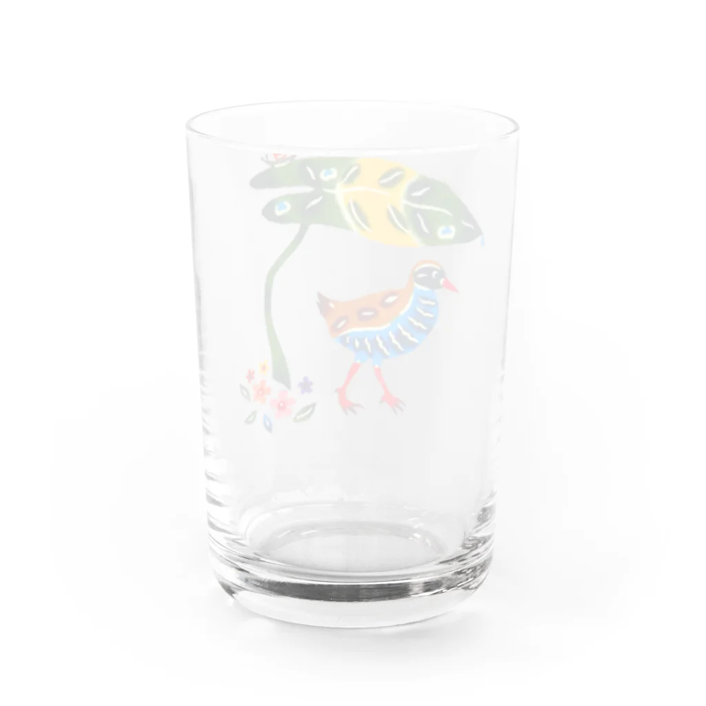 紅型キジムナー工房・コトリンチュの紅型柄ヤンバルクイナ Water Glass :back