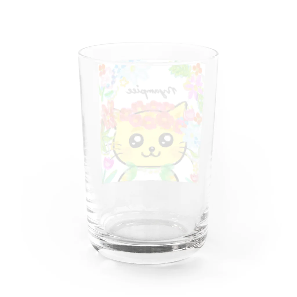 にゃんぴーのお花のうるにゃん（アップ） Water Glass :back