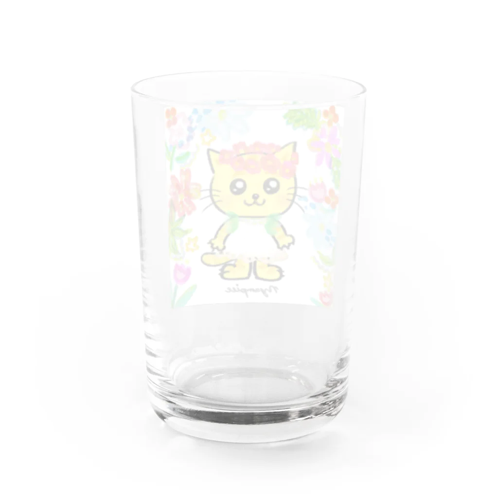 にゃんぴーのお花のうるにゃん（ぜんしん） Water Glass :back