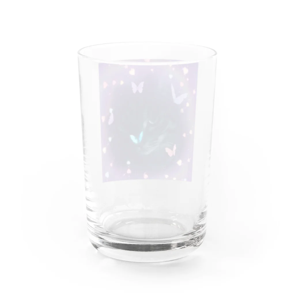 レイママショップのバタフライキャット Water Glass :back