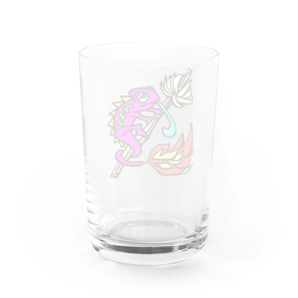 Feather stick-フェザースティック-のフェザースティック【Feather stick】カメレオンロゴ Water Glass :back