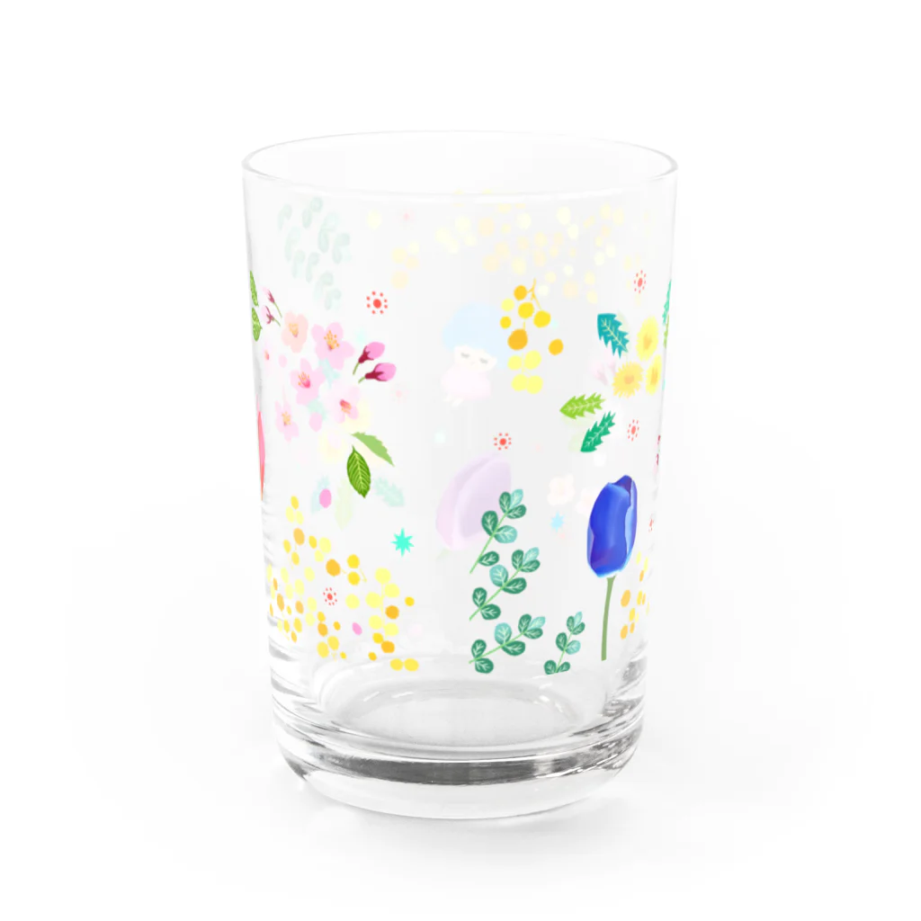 ishimorinacoの春の花とヤスミちゃん Water Glass :back