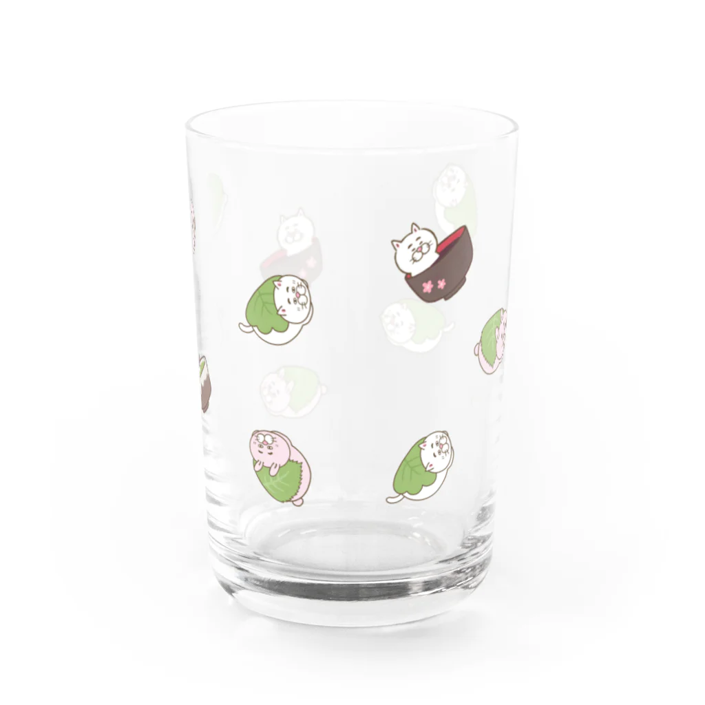 目つきの悪い猫＠いけやけいの和菓子にゃんこ Water Glass :back