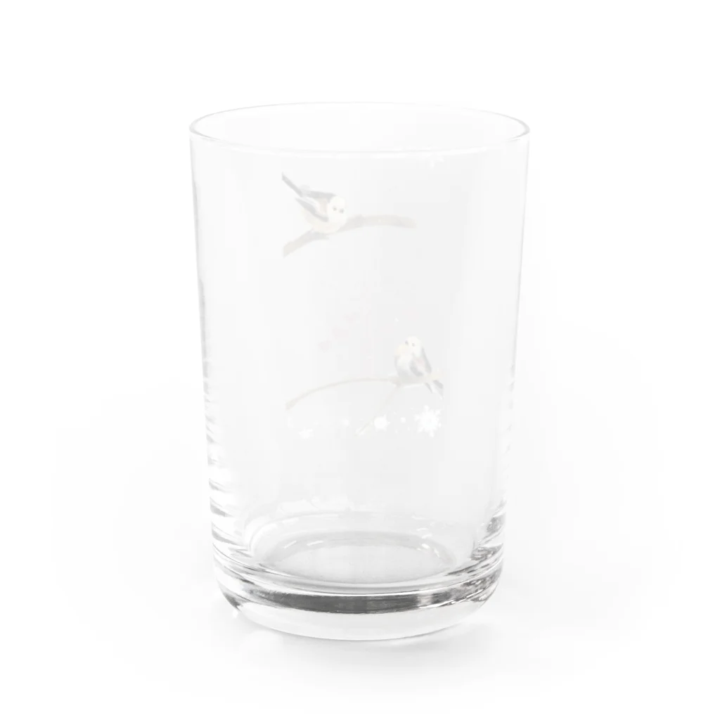 デザイン堂しまえながの恋するシマエナガ(ピンク) Water Glass :back