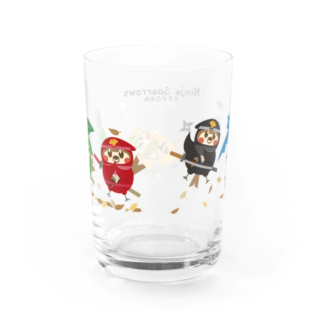 “すずめのおみせ” SUZURI店のスズメ忍法帖 Water Glass :back