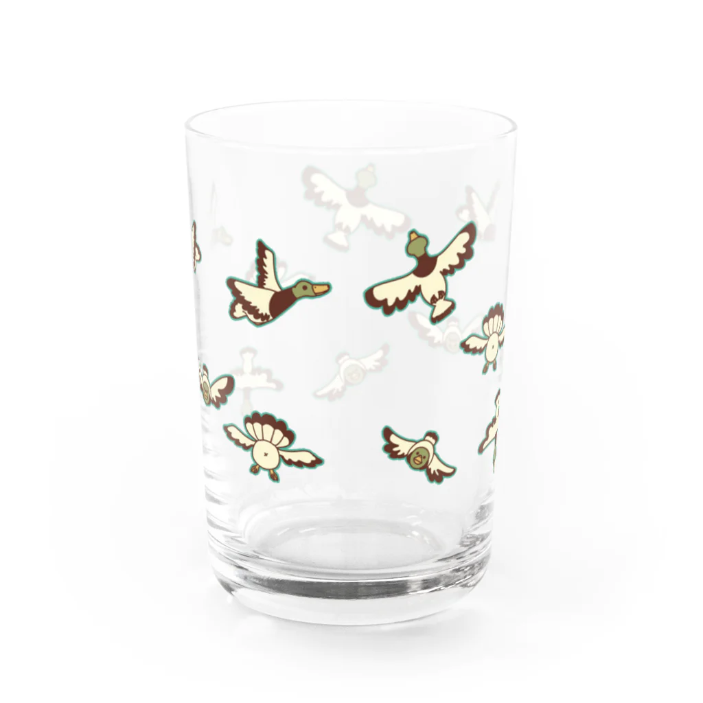 ari designの鳥！トリ！とり！（山盛りバージョン） Water Glass :back