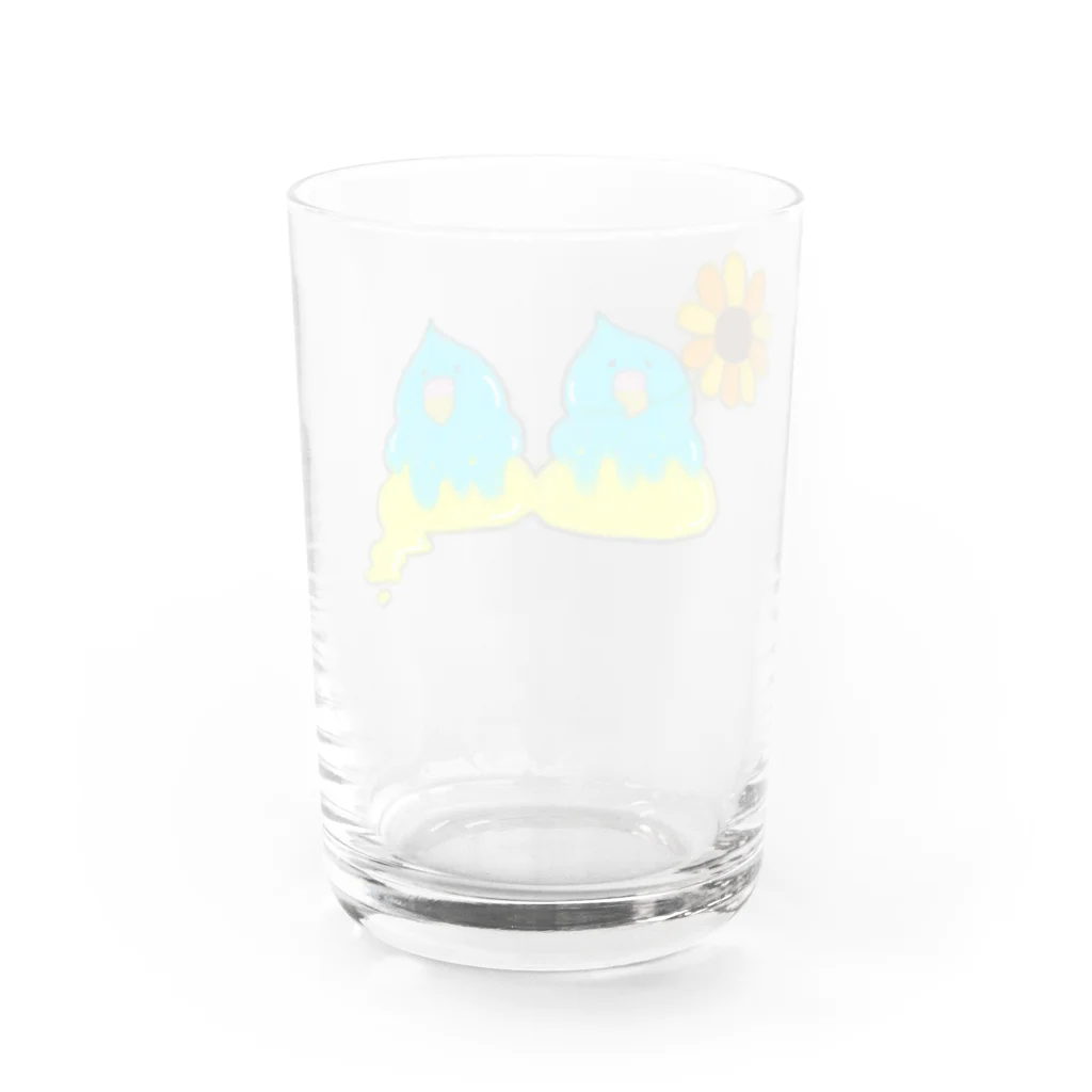 あやしいおばさん くろまめさんのウィンコ（ひまわり） Water Glass :back