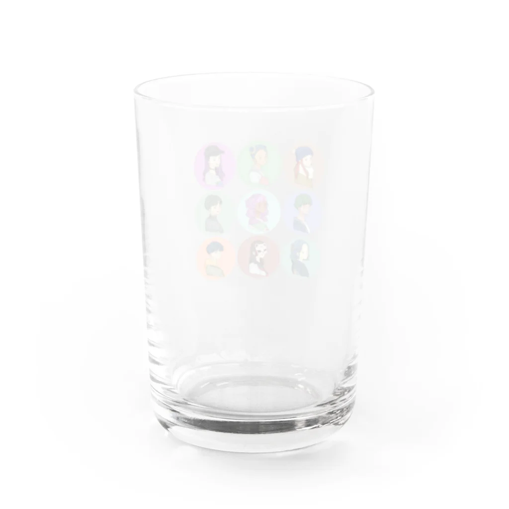 Teen's shopのTeen's collection キャラ9人 丸デザイン Water Glass :back