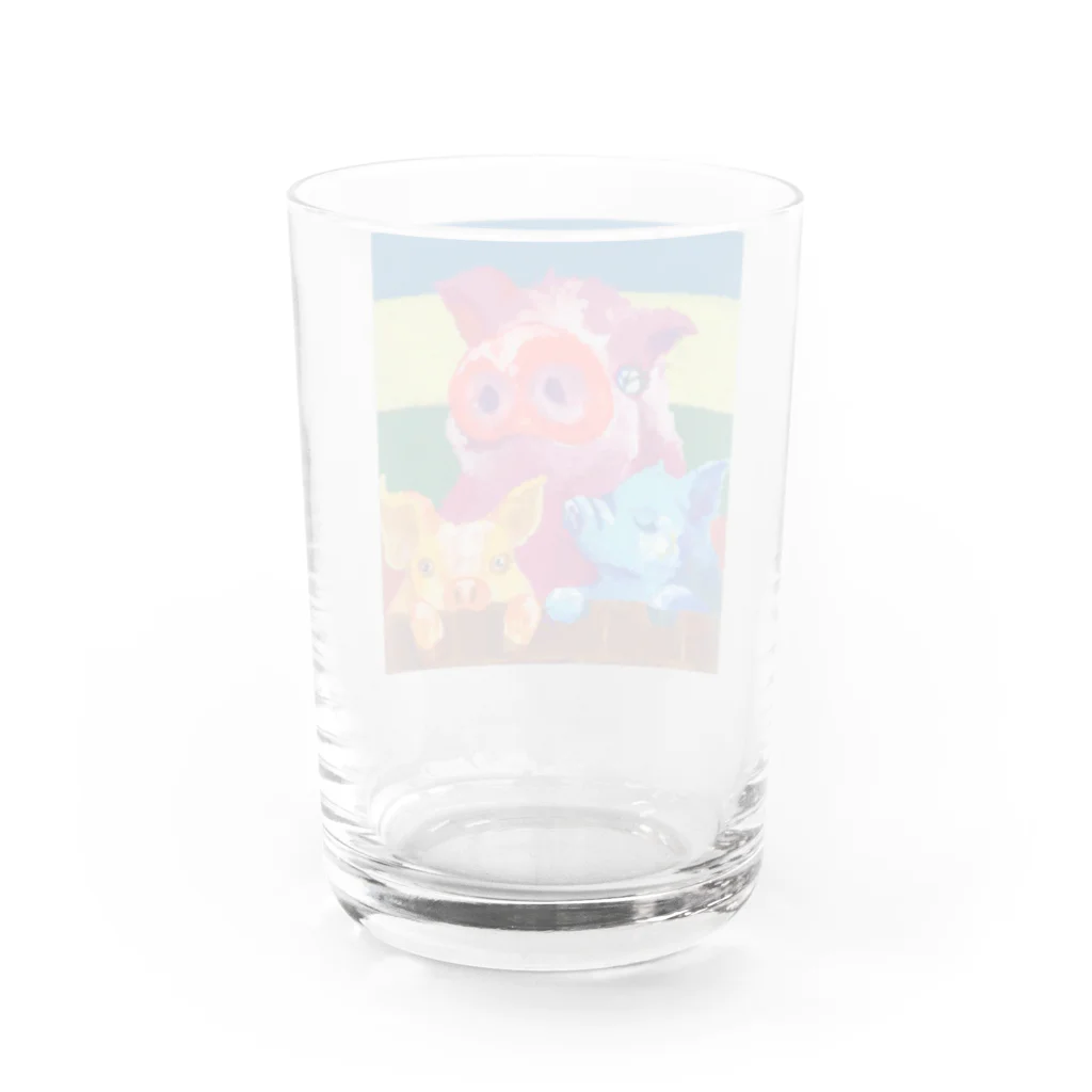 tamacorocompany の3色のコブタ Water Glass :back