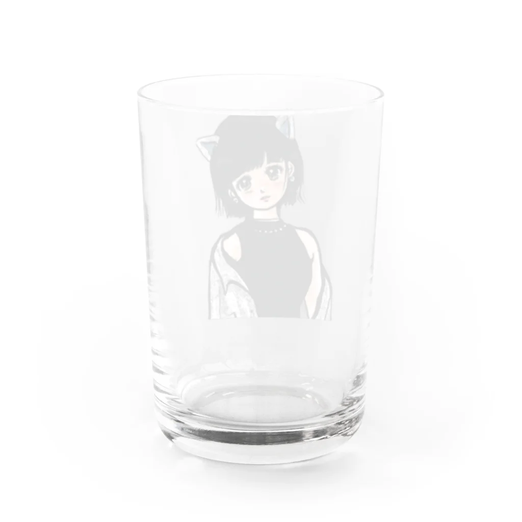 ぺろぺろっの黒猫ちゃん Water Glass :back