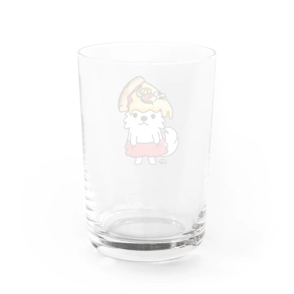 イラスト MONYAAT のワンポイント PIZZAゲットした　ポメラニアン Water Glass :back