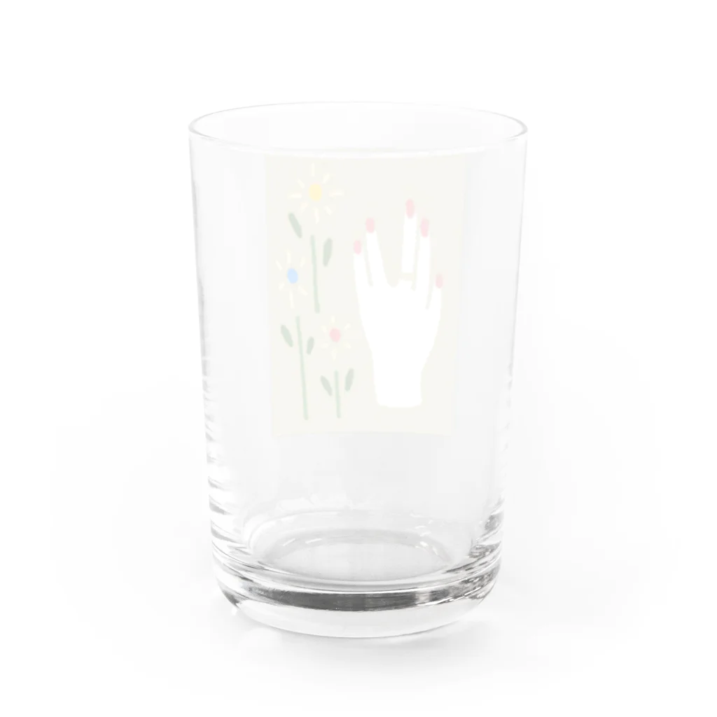 shix2のひづめとお花(ベージュ) Water Glass :back