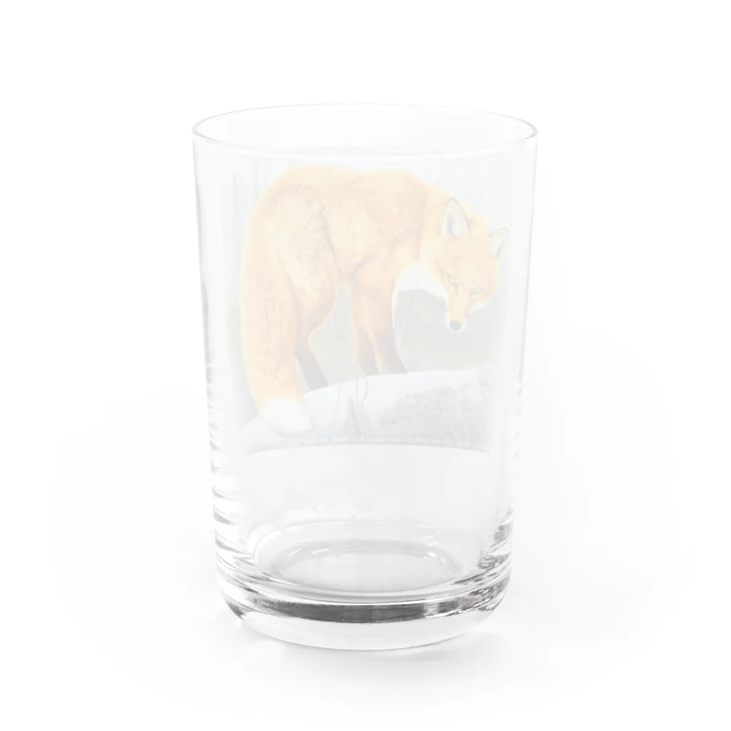 アラスカ野生動物画家きむらけいの赤狐 Water Glass :back