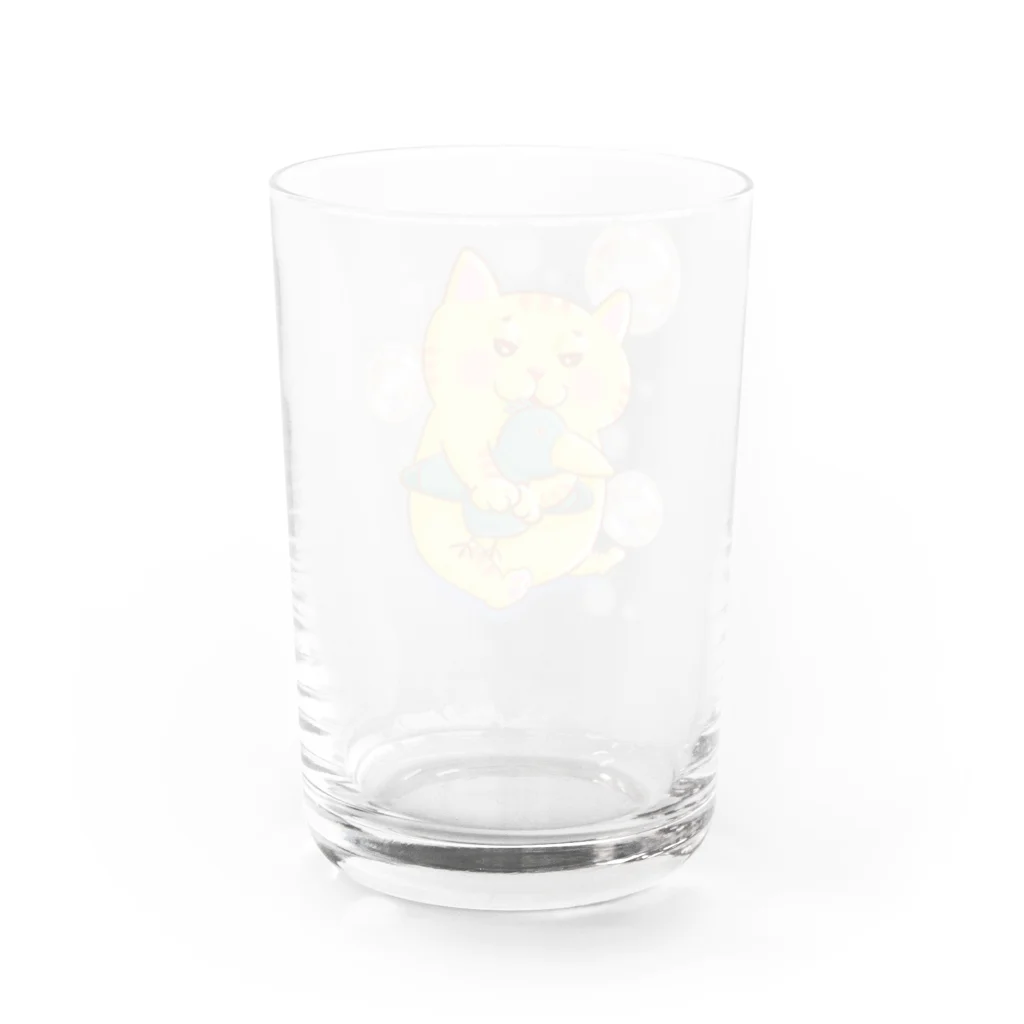 トラとハチワレのぬいぐるみとトラ Water Glass :back