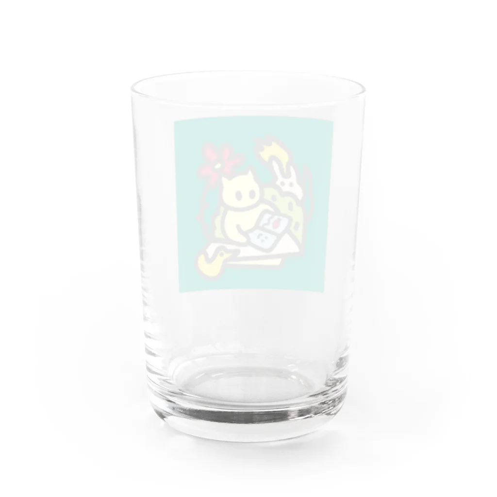 hoshiasの絵本を読む猫 Water Glass :back