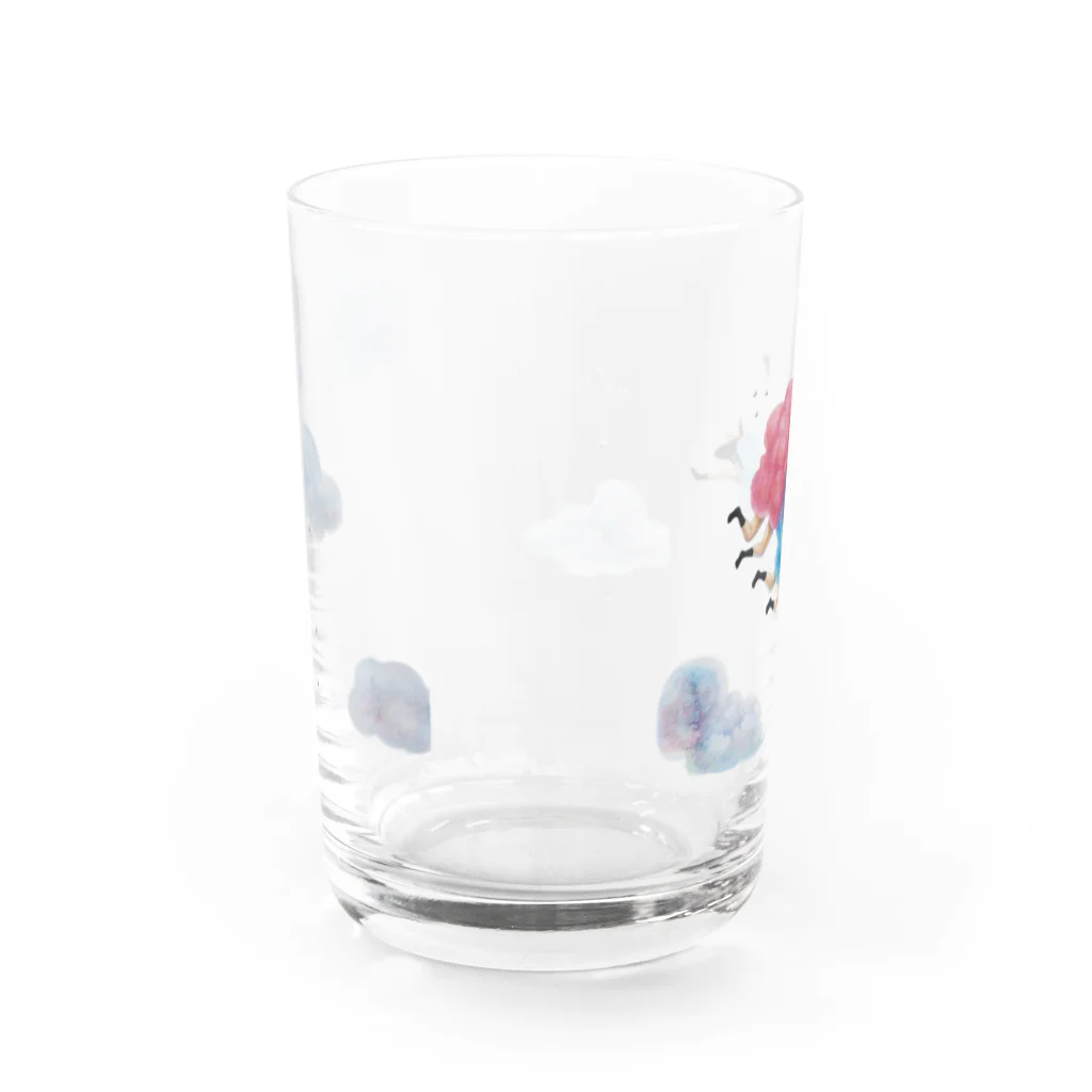 Chihiro Taki goodsの赤と青のひつじ Water Glass :back