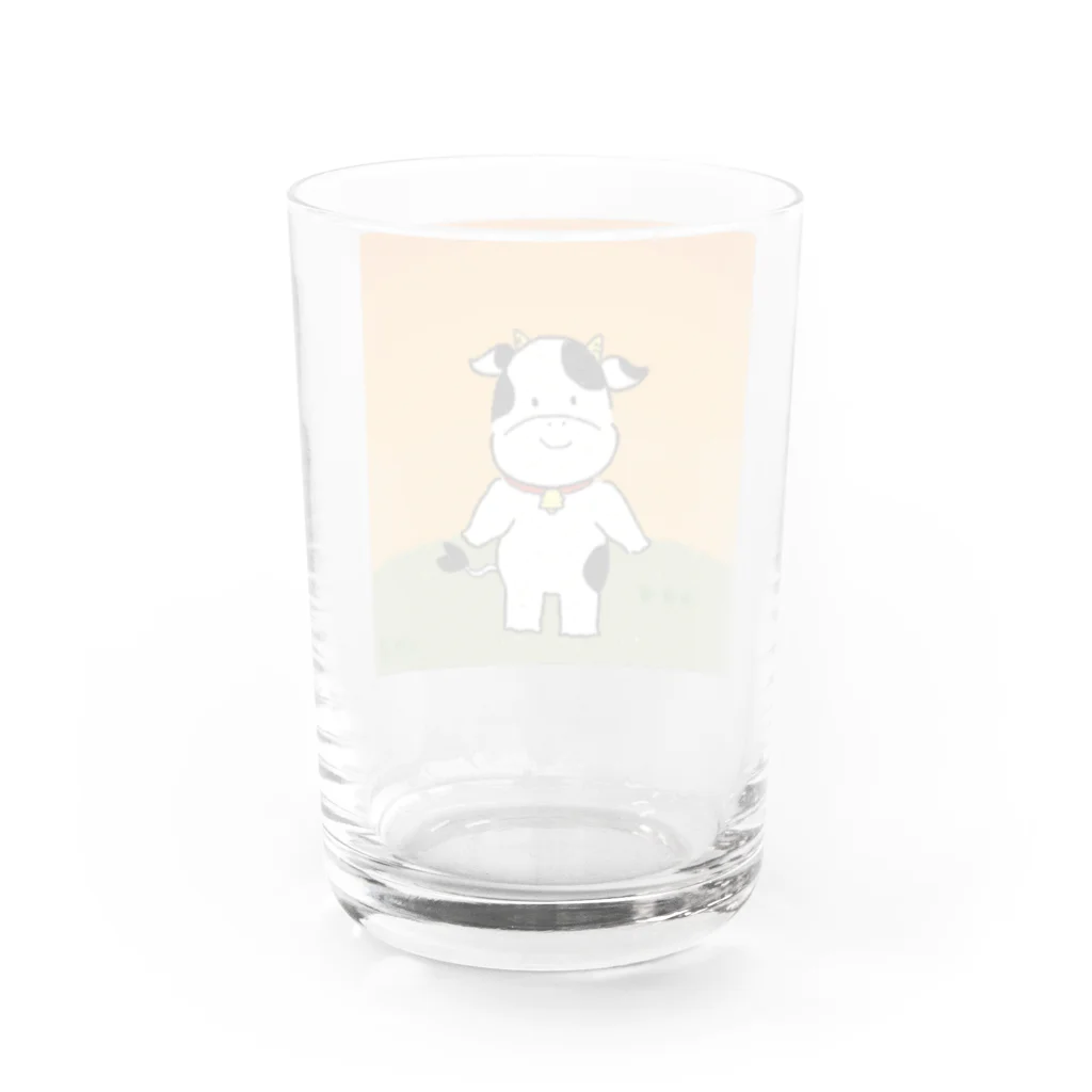 梅。の棒立ちなどうぶつたち うし Water Glass :back