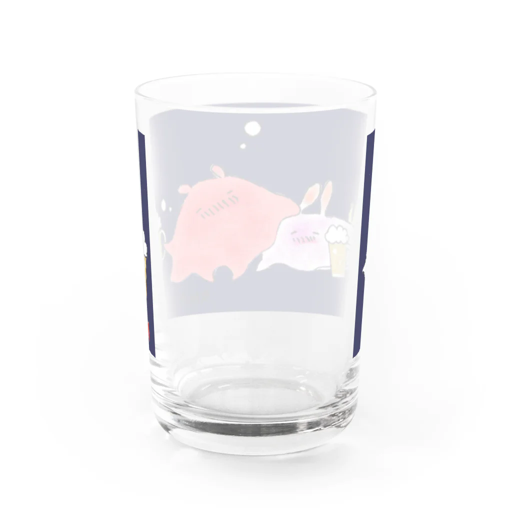あみすけ本舗＠深海生物推し の深海呑み（ウミウシ＆メンダコ）ブルー Water Glass :back