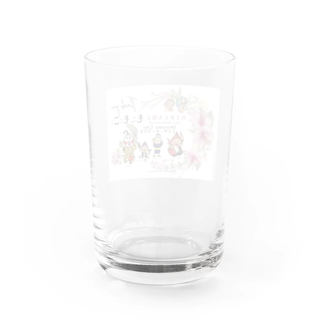 月星太陽ペパの店のももこ🍑コラボ【グラス】月星太陽＆エイサーキャラクター Water Glass :back