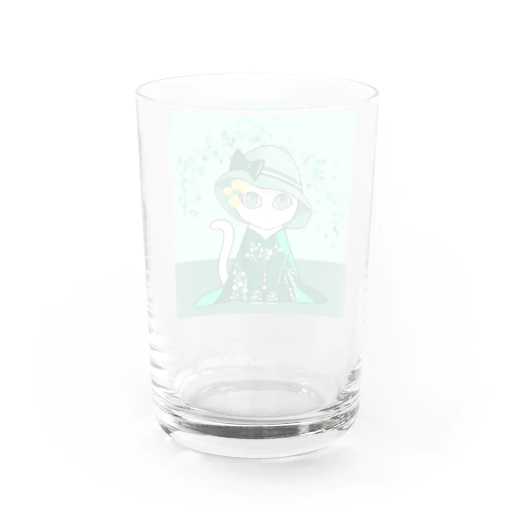 😸Kiyoshi😸のグリーンcat Water Glass :back