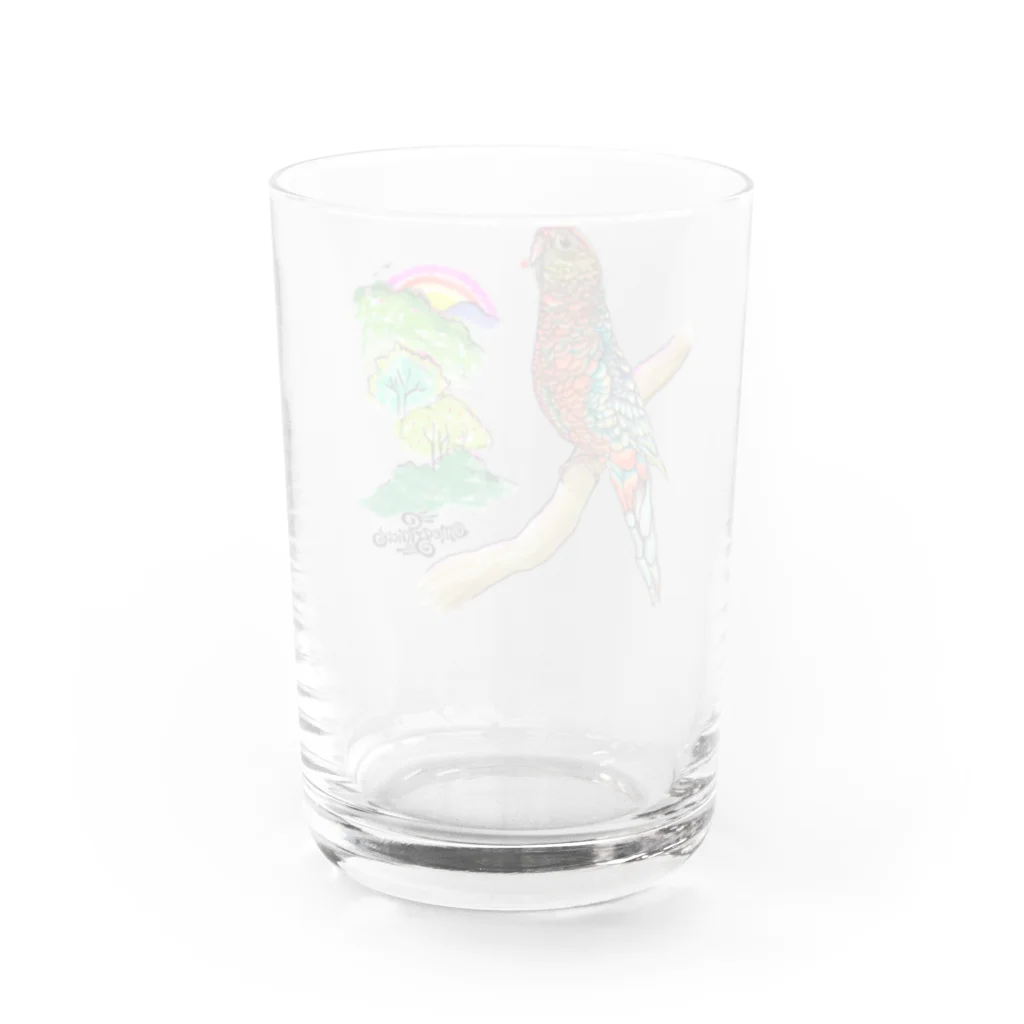 ソラネコ本舗（meg－micro）のココノエインコ　赤い実を届けに Water Glass :back