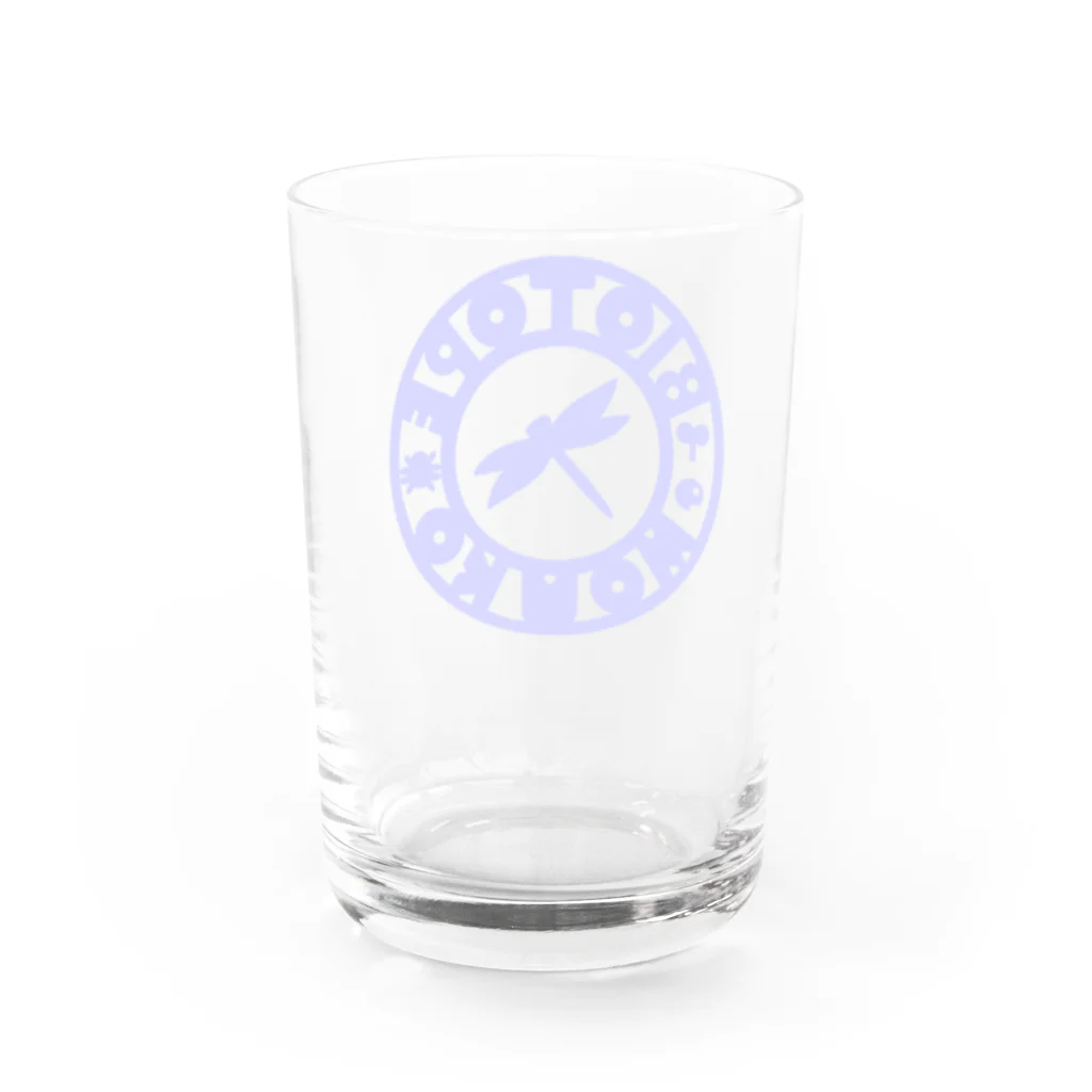 くーちゃんのビオトープ孟子（ロゴ）青 Water Glass :back